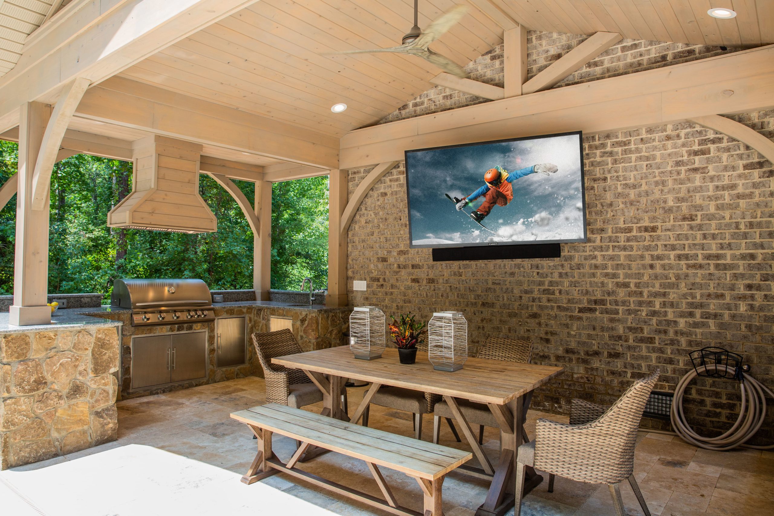 Outdoor TV on wall
