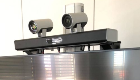 video conferencing cameras mounted on screen